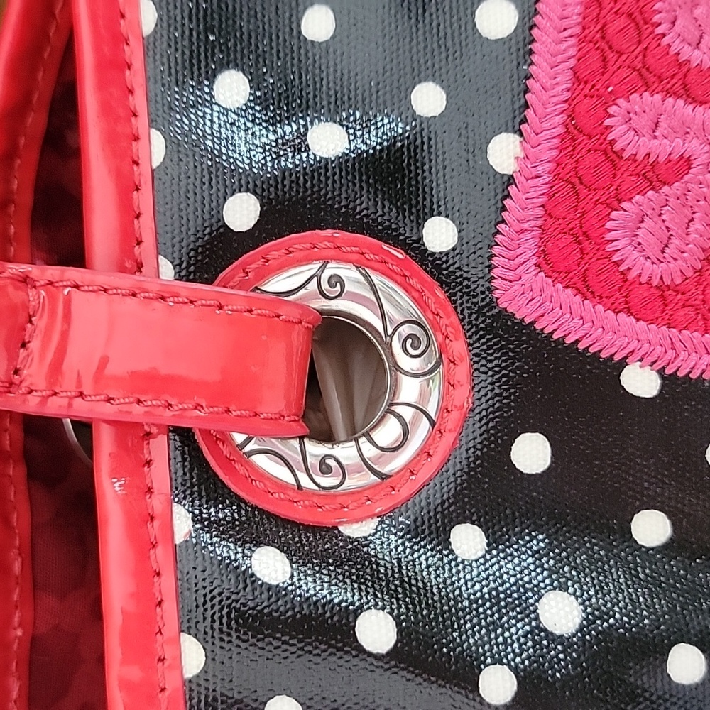 Brighton floral shoulder bag Leather Coated Canvas Purse Polkadot GILLY - Picture 6 of 11